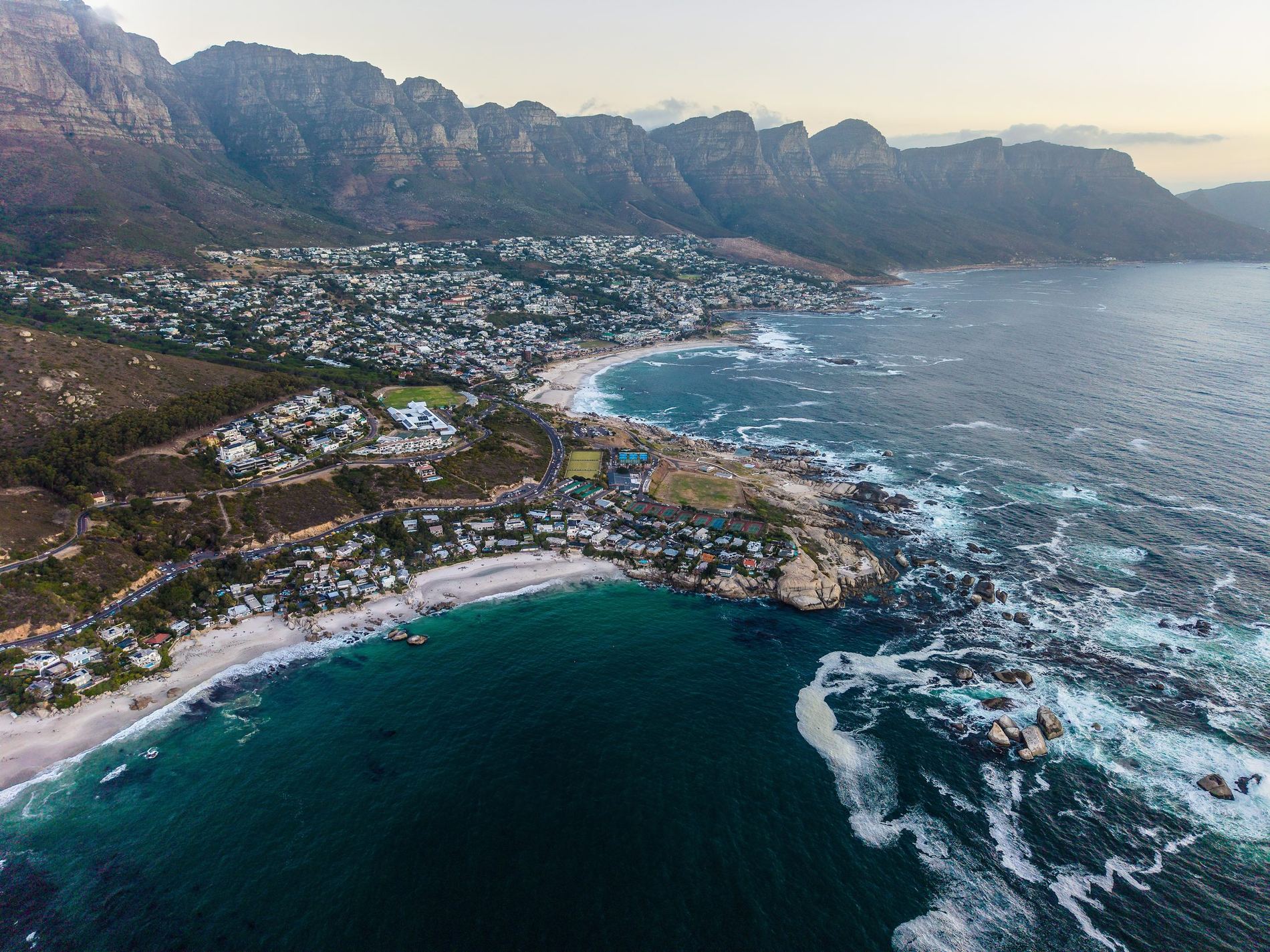 Aerial view of the Cape Town coastline at the start of the MadWay Rally South Africa route